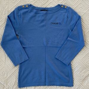 Lands End Chase Bank blue sweater. Size XS